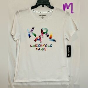 Karl Lagerfeld White Cotton Blend Tee
